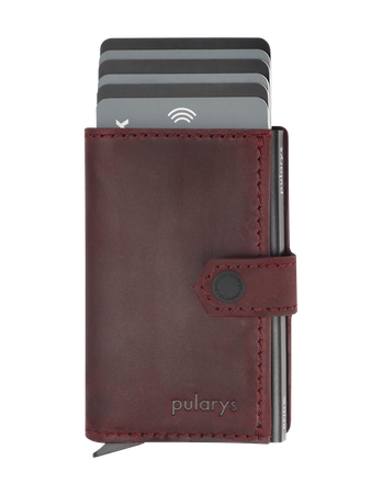 Portfel HIKER wykonany z polerowanej i woskowanej skóry Hunter wiśniowy