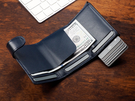 Portfel SOLO wykonany z miękkiej w dotyku skóry Italia granatowy