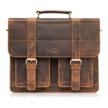 Torba męska skórzana vintage brązowa Paolo Peruzzi T-100-HBR
