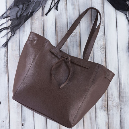 Torba shopper skórzana brązowa Paolo Peruzzi IN-64-BR na ramię