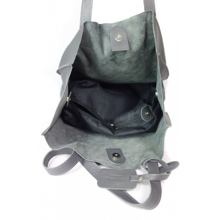 Duży pojemny worek Shopper bag na ramię A4 Vera Pelle Szary Grafit  GL46G