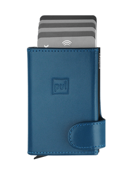 Portfel SOLO wykonany z miękkiej w dotyku skóry Italia niebieski