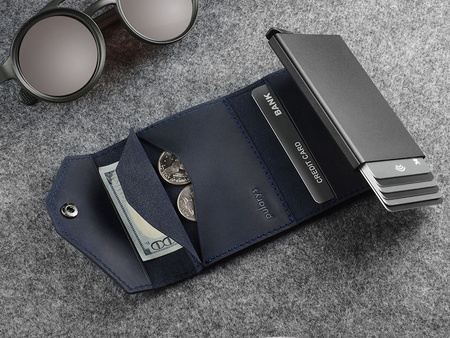 Portfel PORTER Go wykonany z woskowanej skóry Hunter granatowy