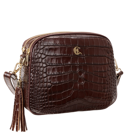 Listonoszka skórzana Canaletto z krokodylim wzorem i złotymi detalami