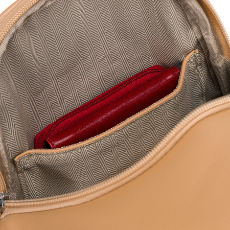 Saszetka damska crossbody w kolorze beżowym - ekologiczna skóra Peterson