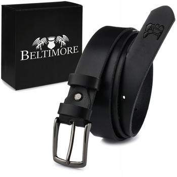 Beltimore skórzany pasek czarny do spodni XXL 140 długi klasyczny elegancki
