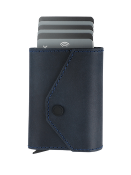 Portfel PORTER Go wykonany z woskowanej skóry Hunter granatowy