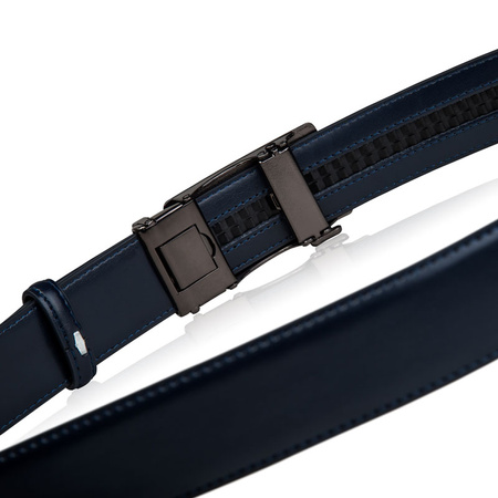 Skórzany pasek męski ELITE granatowy 115-cm