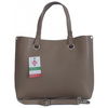 Torba Shopper Beżowa Vera Pelle z trzema komorami, A4