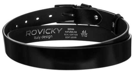 Wąski pasek męski z polerowanej skóry naturalnej licowej - Rovicky 100