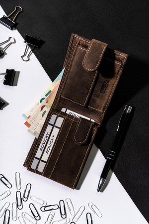 Portfel z naturalnej skóry męski na zatrzask - Buffalo Wild