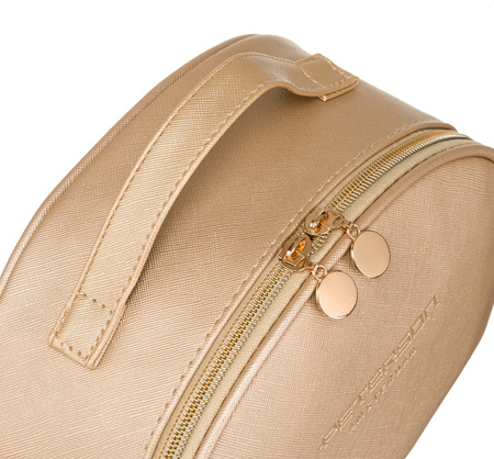 Kosmetyczka kuferek Peterson ze skóry ekologicznej w kolorze złotym