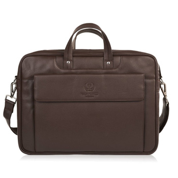 Torba męska skórzana na laptopa Paolo Peruzzi E-25-BR brązowa