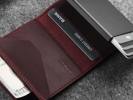 Portfel PORTER Go wykonany z woskowanej skóry Hunter wiśniowy