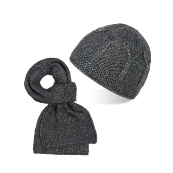 Zimowy zestaw: szara czapka damska i szalik Paolo Peruzzi