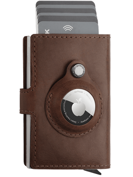 Portfel EASY WALLET for AirTag wykonany z garbowanej skóry Nomad brązowy