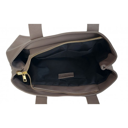 Torba skórzana na ramię XL, Vera Pelle, Szara, Made in Italy