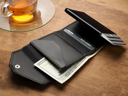 Portfel PORTER Go wykonany z miękkiej w dotyku skóry Italia czarny