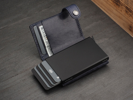 Portfel SOLO wykonany z roślinnie garbowanej skóry Nomad granatowy