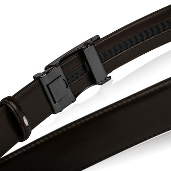 Skórzany pasek męski ELITE ciemny-braz 135-cm