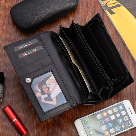 Dwustronny portfel damski skórzany - czarny