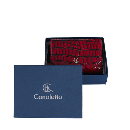 Portfel damski z naturalnej skóry krokodyla Canaletto RFID w czerwieni