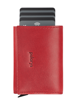 Portfel BOSTO wykonany z roślinnie garbowanej skóry Nomad czerwony