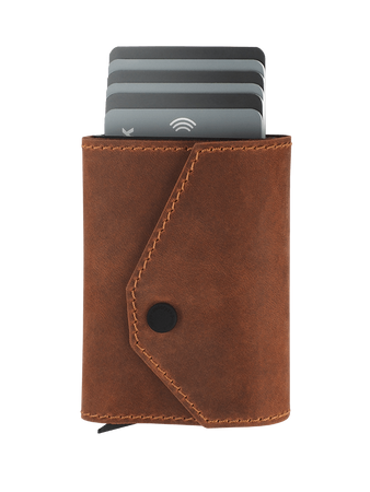 Portfel PORTER Go wykonany z woskowanej skóry Hunter koniak