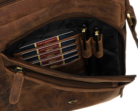 Listonoszka męska brązowa z naturalnej skóry - Peterson