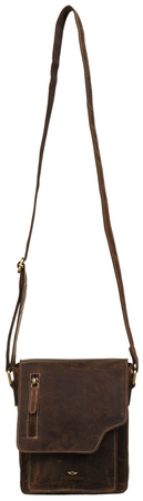 Listonoszka męska Peterson w brązowej skórze ze złotymi detalami