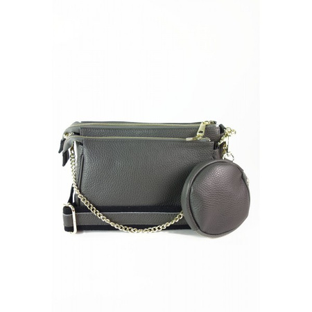 Torebka listonoszka Vera Pelle 3w1 szara ze złotymi okuciami A5 VP791G