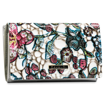Portfel damski w kwiaty 4U Cavaldi z zatrzaskiem, średni, multicolor