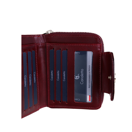Portfel damski Canaletto - elegancja z ochroną RFID w bordowym wydaniu
