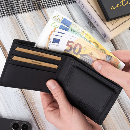 Portfel męski skórzany czarny Brødrene G-27-HBL z ochroną RFID