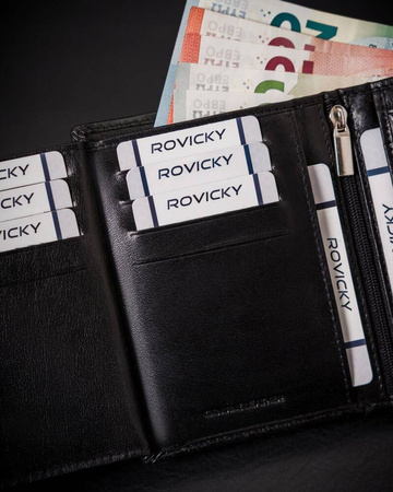 Portfel męski wyposażony w system RFID wykonany ze skóry naturalnej - Rovicky