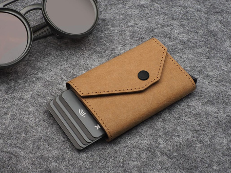 Portfel PORTER Go wykonany z wodoodpornego papieru Wash Paper beżowy