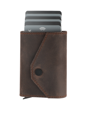 Portfel PORTER Go wykonany z woskowanej skóry Hunter brązowy