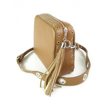 Listonoszka frędzelek, kółka ,dzety srebrne okucia Vera Pelle Camel VP1188C