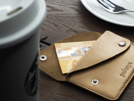 Portfel RETRO wykonany z miękkiej skóry Italia beżowy