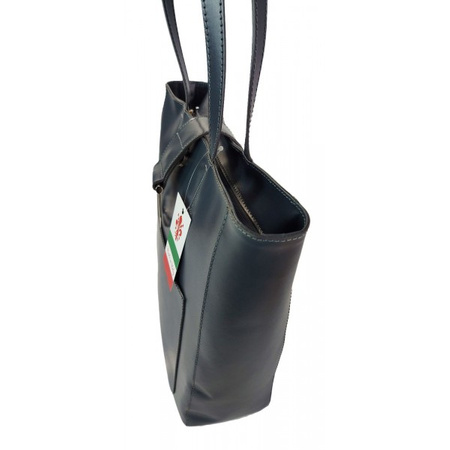 Duży shopper bag na ramię Vera Pelle , Włoska skórzana torba Szara - Grafit  SBKB11G
