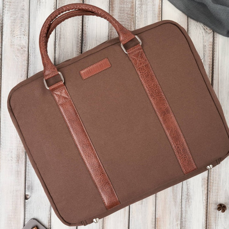 Torba męska na ramię lub do ręki wegaska do pracy na laptopa brązowa Paolo Peruzzi E-14-BR