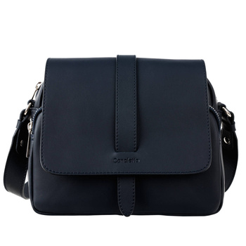 Listonoszka skórzana Canaletto z klapką na magnes - granatowa elegancja