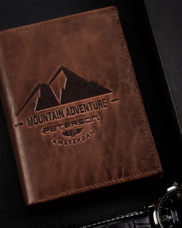 Portfel męski skórzany Peterson w kolorze jasnego brązu, duży i praktyczny