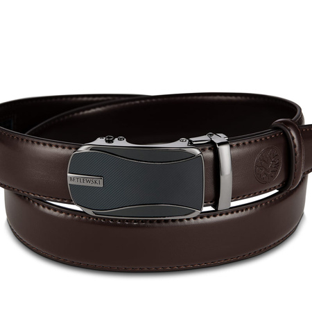 Skórzany pasek męski ELITE ciemny-braz 125-cm