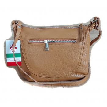 Duża pojemna Włoska skórzana listonoszka A5  Vera Pelle  Camel VPLB25C