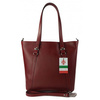 Klasyczna Włoska torebka skórzana na ramię mieści A4 ,Vera Pelle , Bordowa  MVN14R