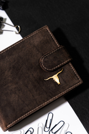 Duży portfel męski z nubukowej skóry naturalnej - Buffalo Wild