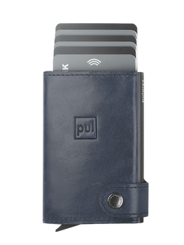 Portfel SOLO wykonany z roślinnie garbowanej skóry Nomad granatowy