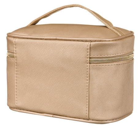 Kosmetyczka kuferek z ekoskóry w kolorze złotym - Peterson