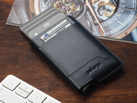 Portfel GOBI wykonany z miękkiej skóry Italia granatowy